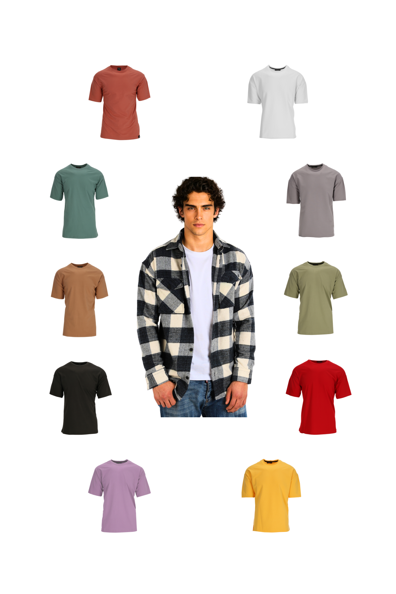 Herren Holzfällerhemd mit Basic Tee Set Größe M H-265