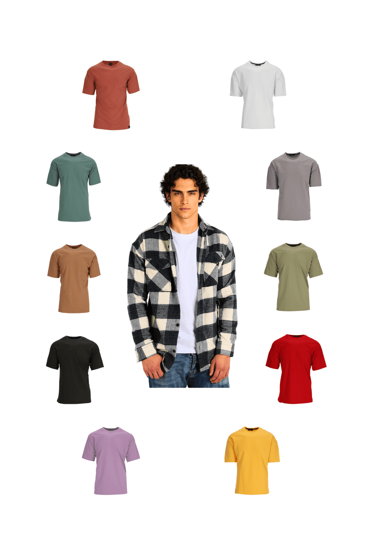 Herren Holzfällerhemd mit Basic Tee Set Größe M H-265 - Hemd | Megaman Jeans
