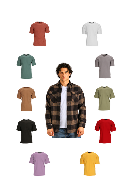 Herren Holzfällerhemd mit Basic Tee Set Größe M H-265