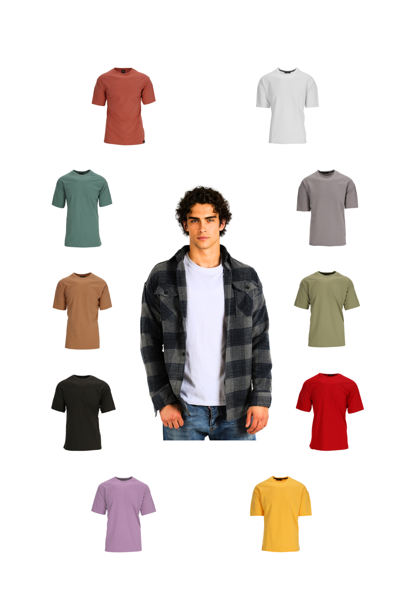 Holzfällerhemd mit Basic Tee Set Größe L H-265