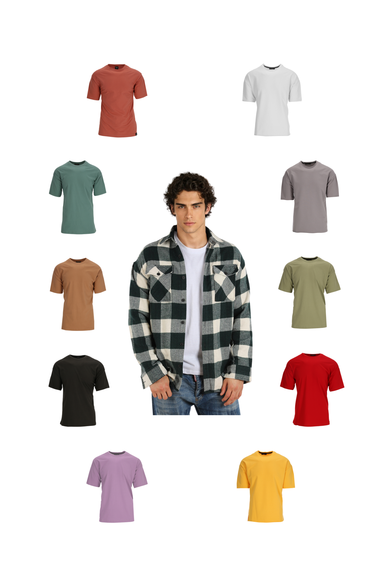 Holzfällerhemd mit Basic Tee Set Größe L H-265