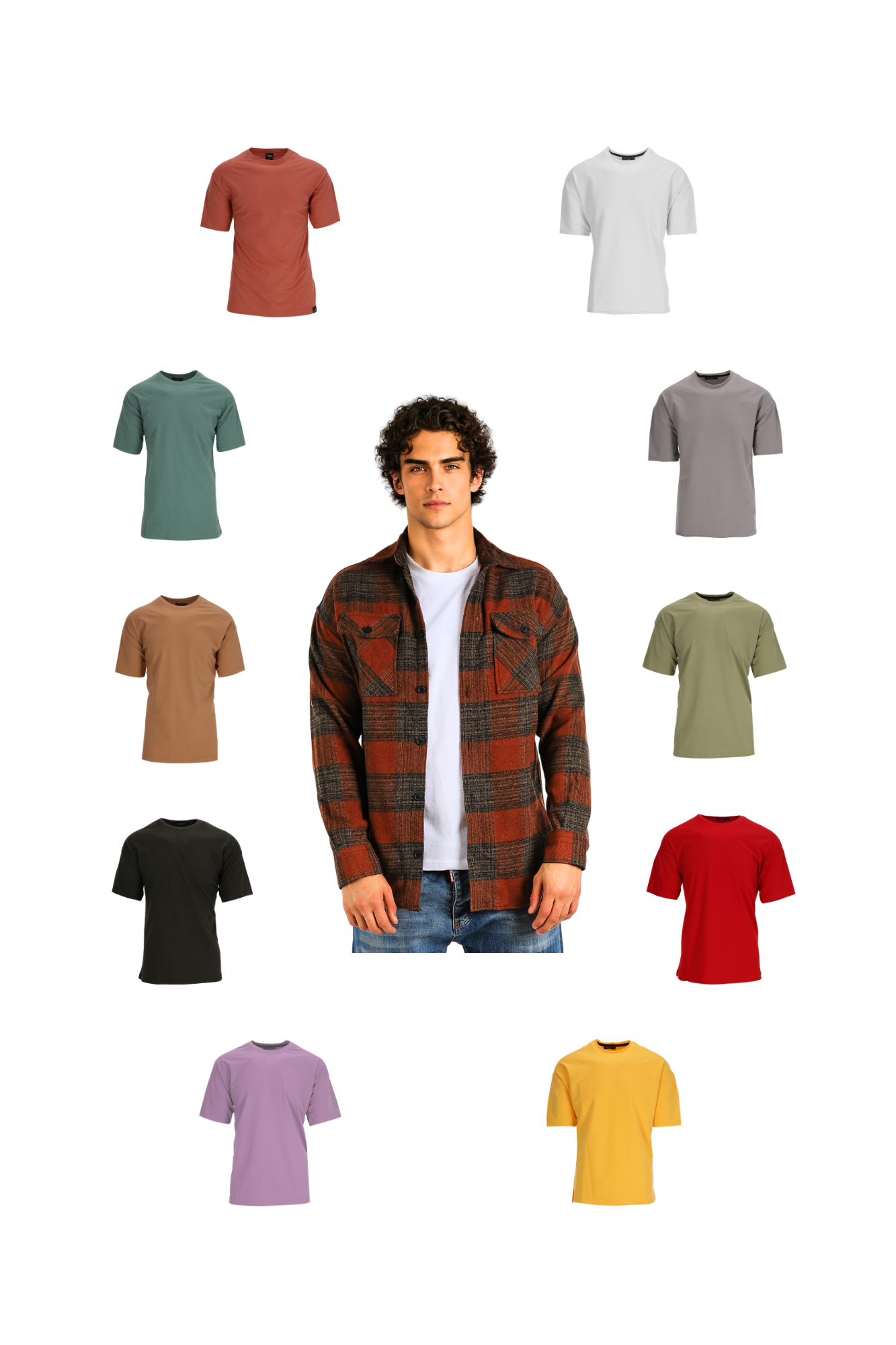 Holzfällerhemd mit Basic Tee Set Größe L H-265