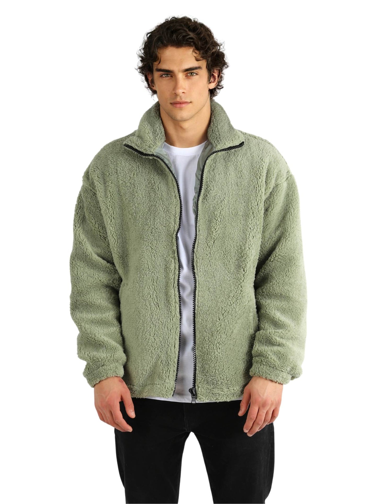 Herren Fleece Hoodie Teddyfell Jacke Plüschjacke Pulli Winter Herbst