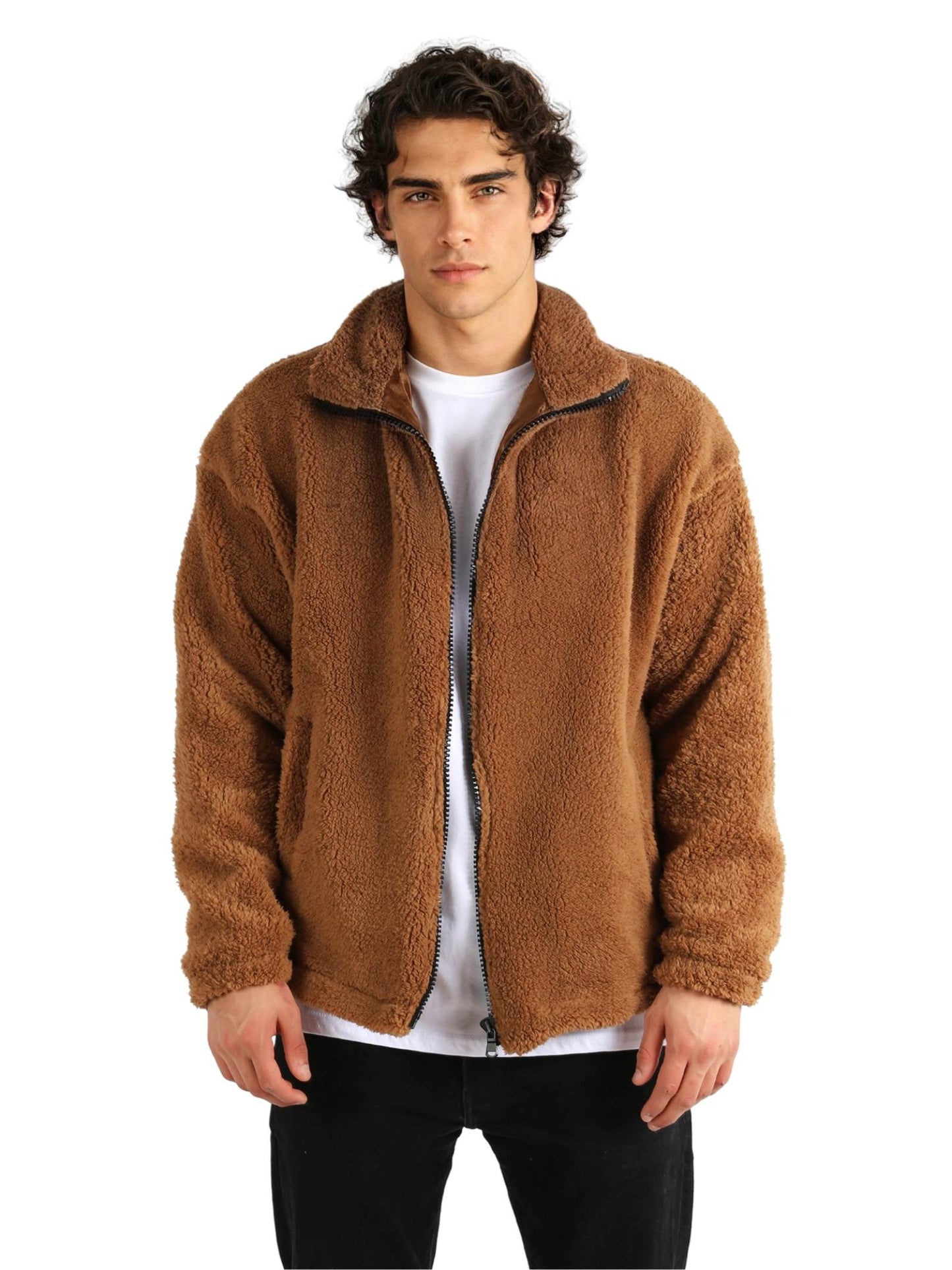 Herren Fleece Hoodie Teddyfell Jacke Plüschjacke Pulli Winter Herbst
