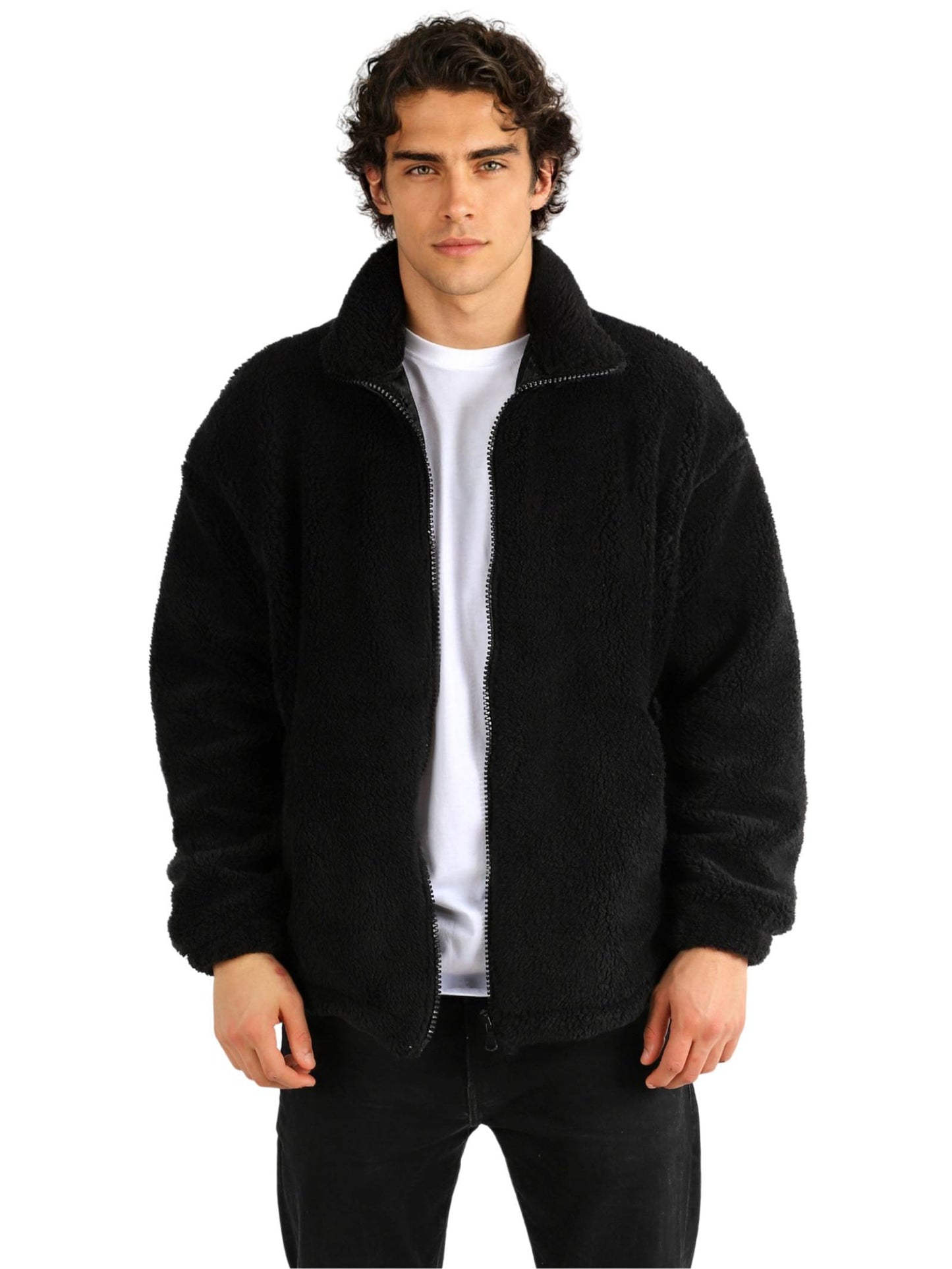 Herren Fleece Hoodie Teddyfell Jacke Plüschjacke Pulli Winter Herbst