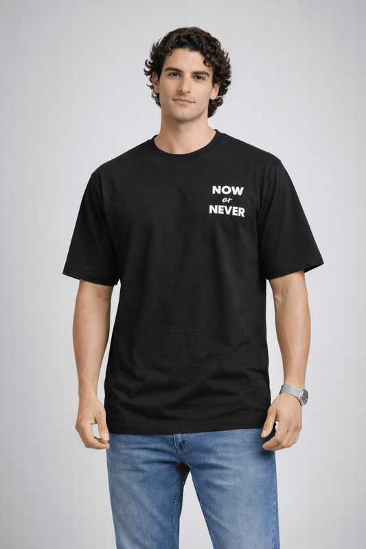 TS-5004 Herren T-Shirt “NOW OR NEVER” – Oversized Streetwear T-Shirt mit Backprint - T-Shirt | Megaman Jeans