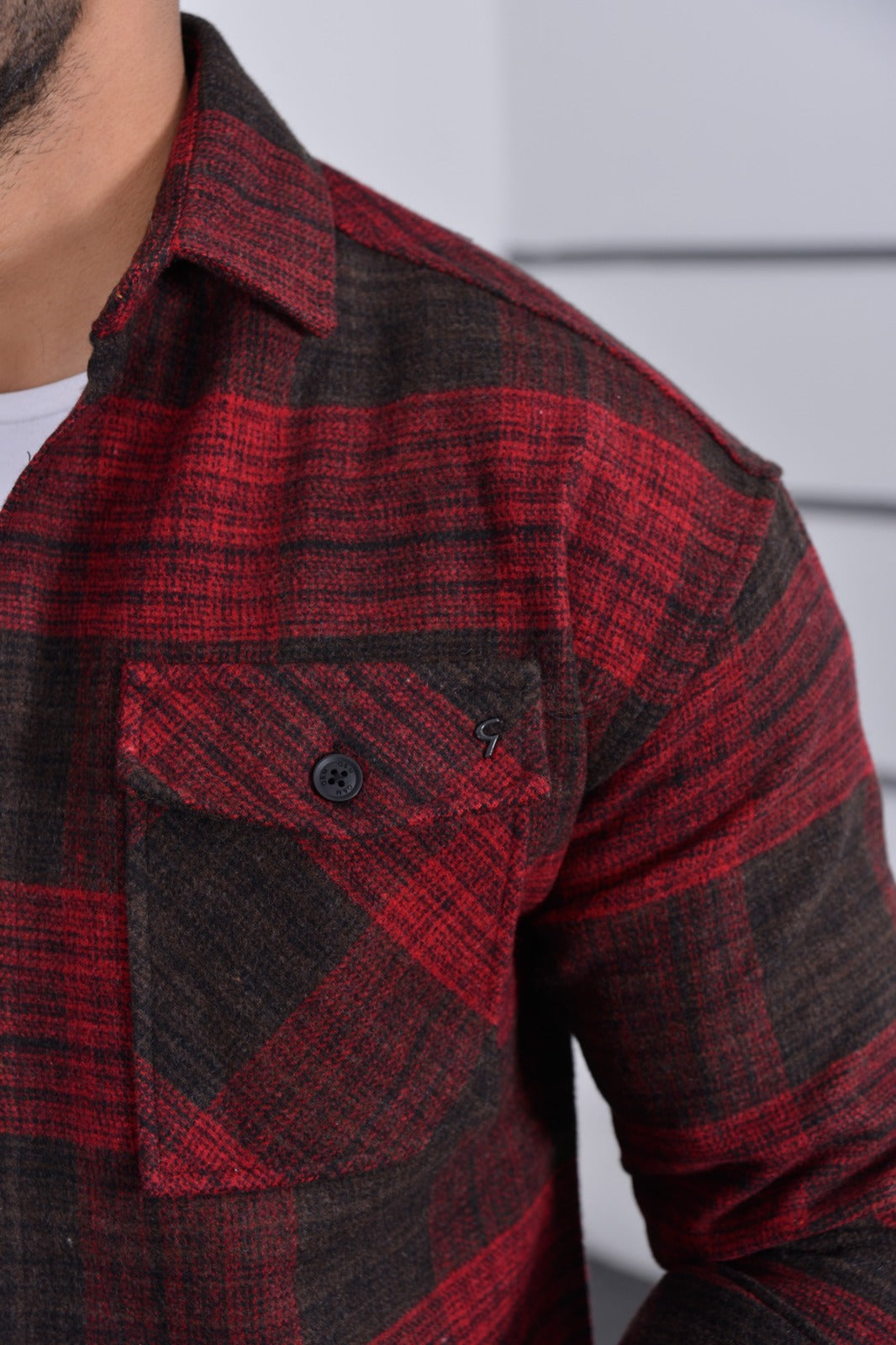H-263 Herren Flanellhemd – Vorderansicht kariert