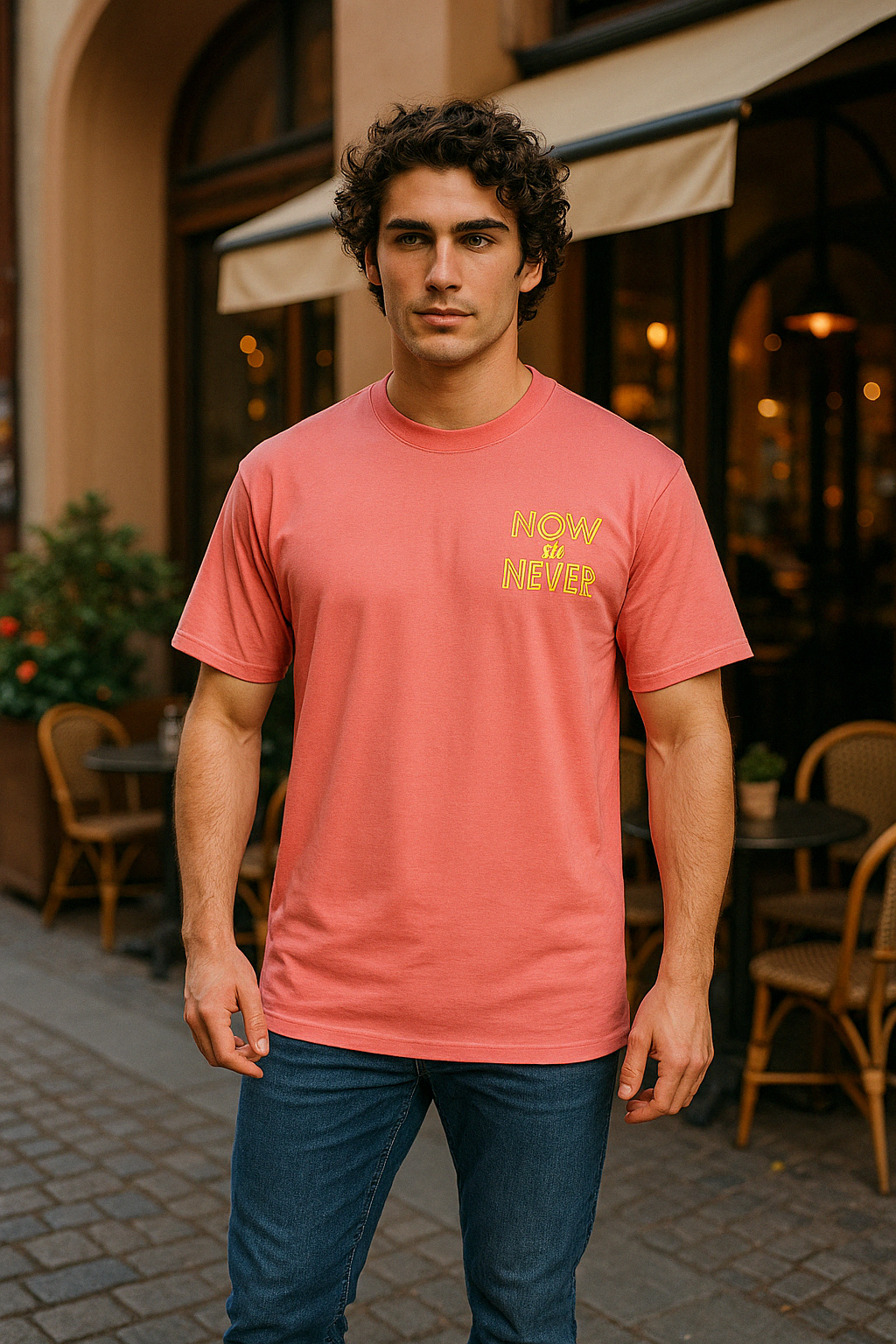 TS-5004 – Herren T-Shirt „NOW OR NEVER“ – Dein Moment. Dein Stil.