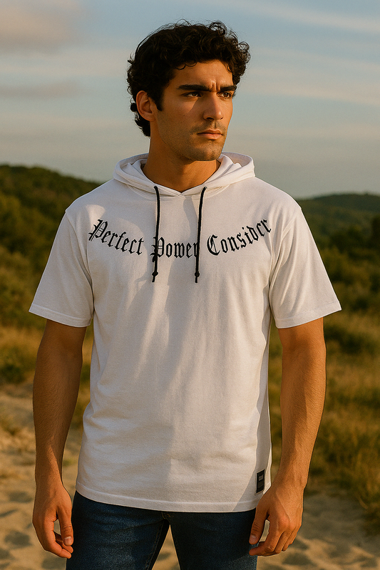 TS-5010 Statement Hoodie-Tee – Dein Stil. Deine Haltung Weiss