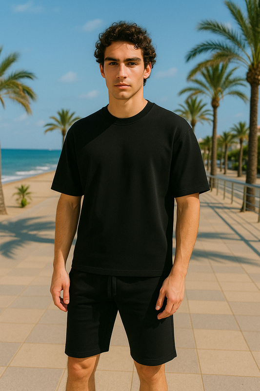 Sommer Set Herren – Oversize T-Shirt & Shorts Schwarz