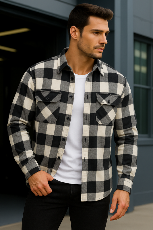 H-265 Flanellhemd Holzfäller Hemd Holzfällerhemd Modernes Design Grün