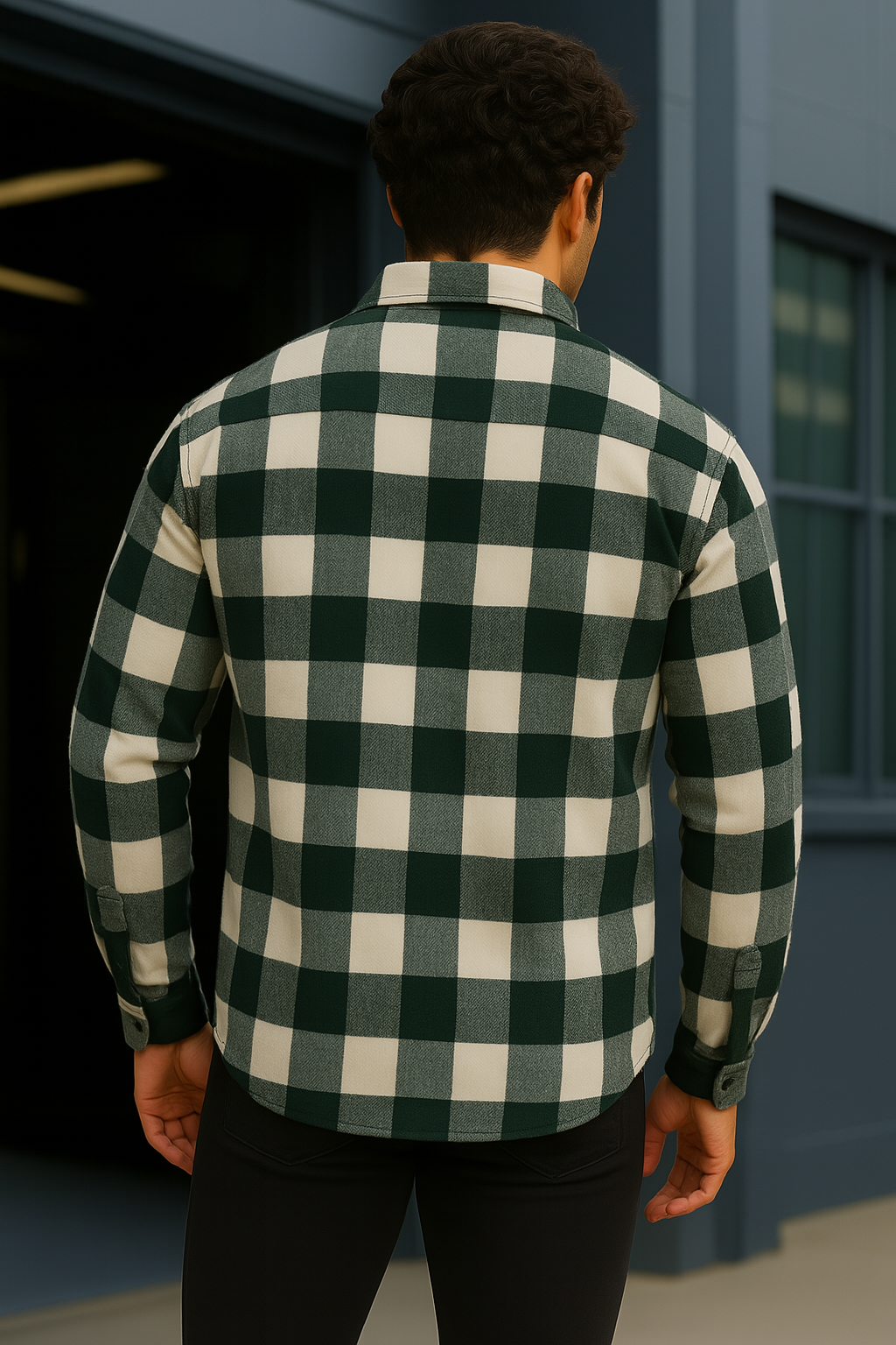 H-265 Flanellhemd Holzfäller Hemd Holzfällerhemd Modernes Design Grün 1