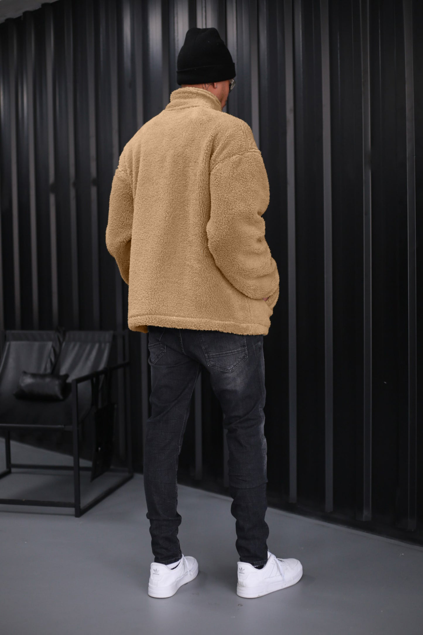 Herren Fleece Hoodie Teddyfell Jacke Plüschjacke Pulli Winter Herbst