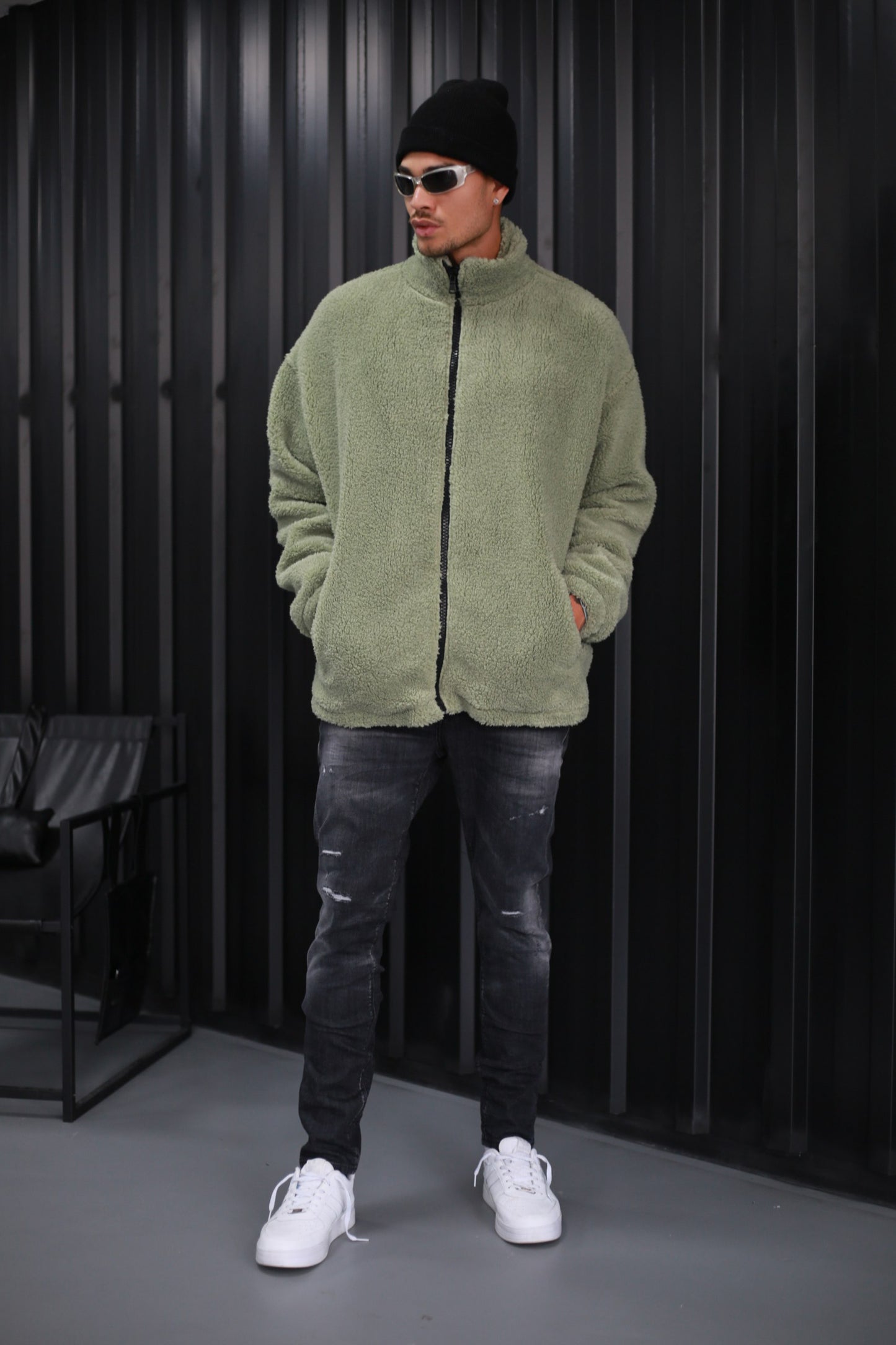Herren Fleece Hoodie Teddyfell Jacke Plüschjacke Pulli Winter Herbst