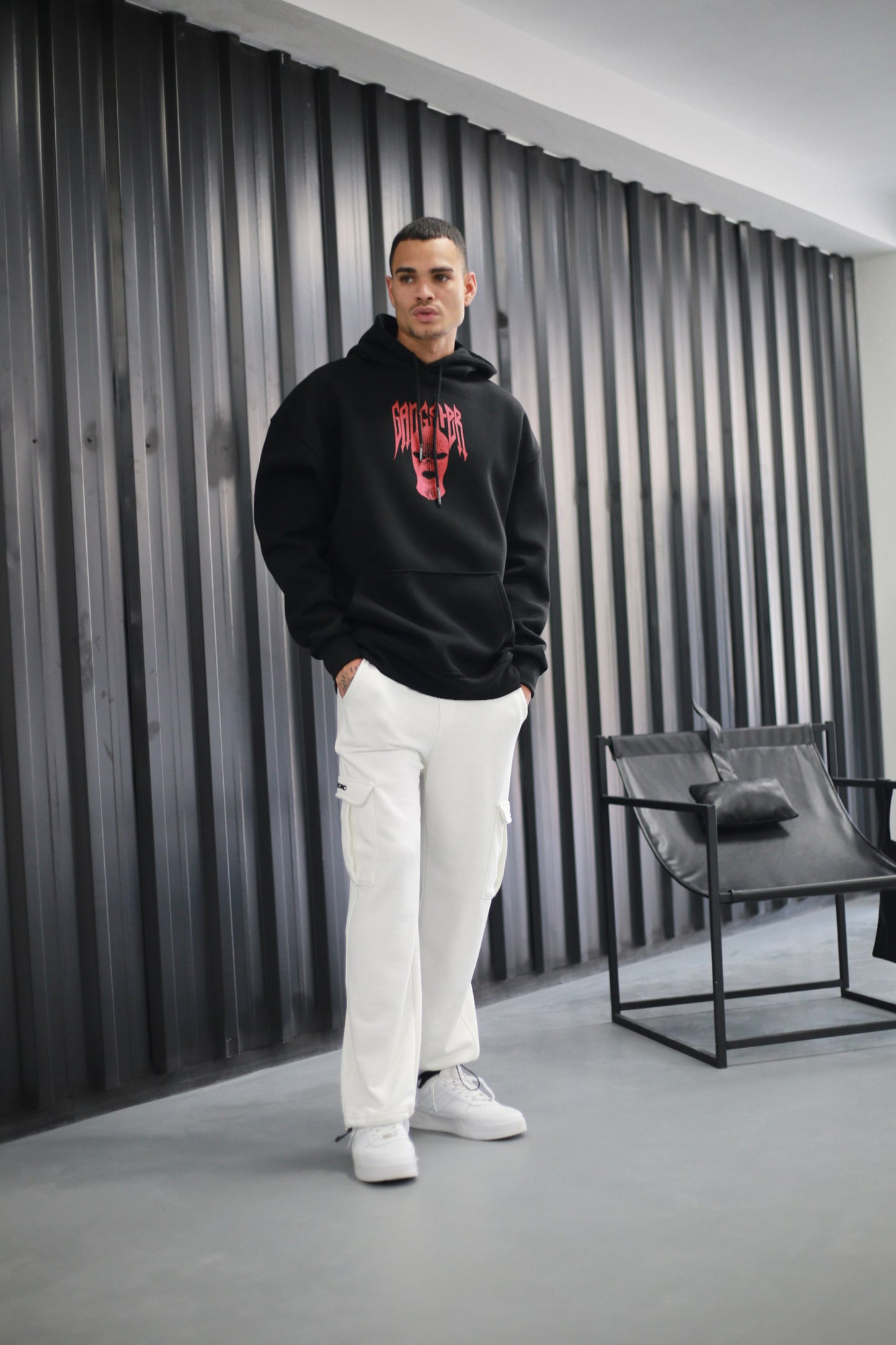 Oversized Hoodie Sweater mit Ganster Print Gray