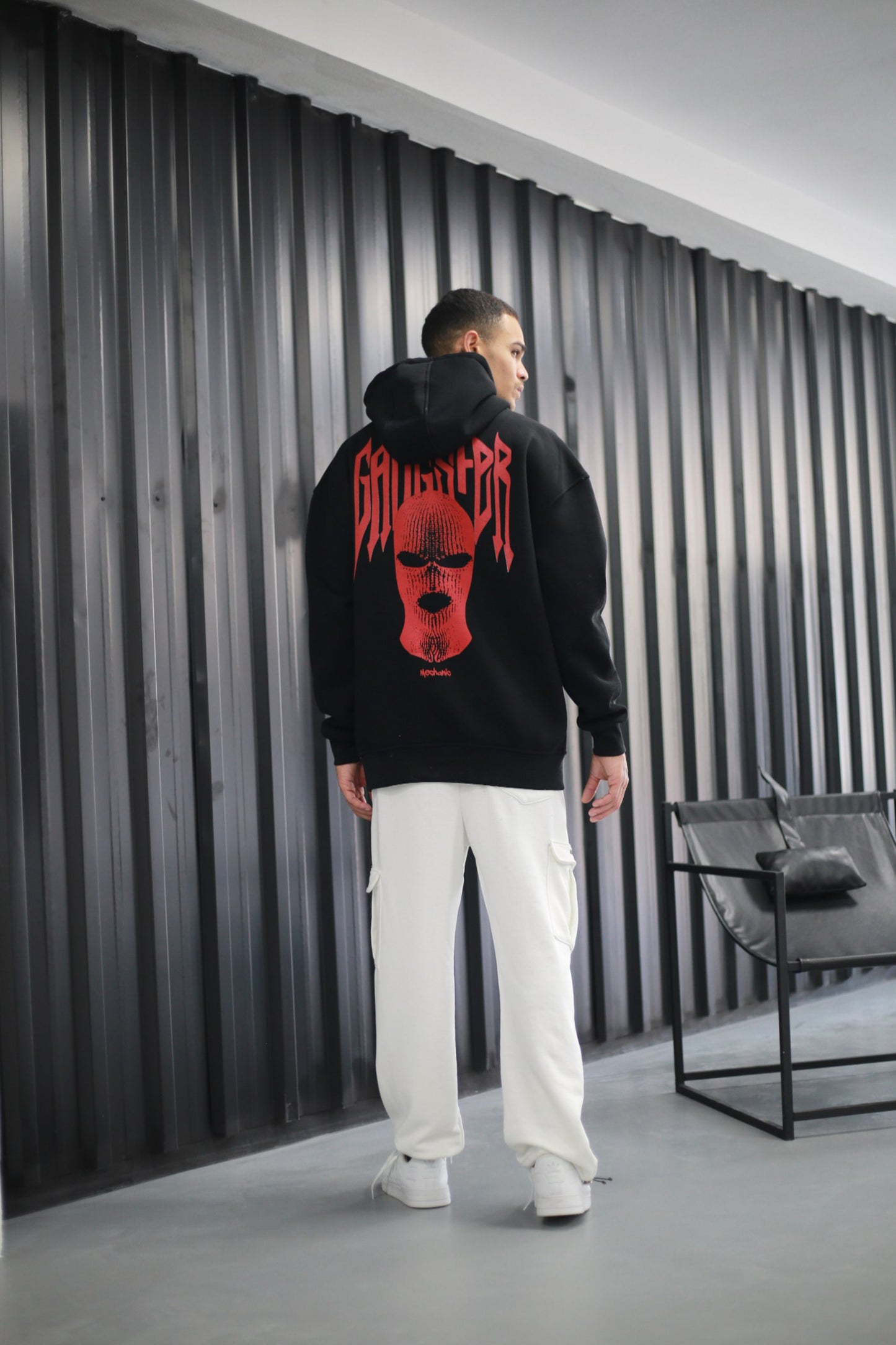 Oversized Hoodie Sweater mit Ganster Print Gray
