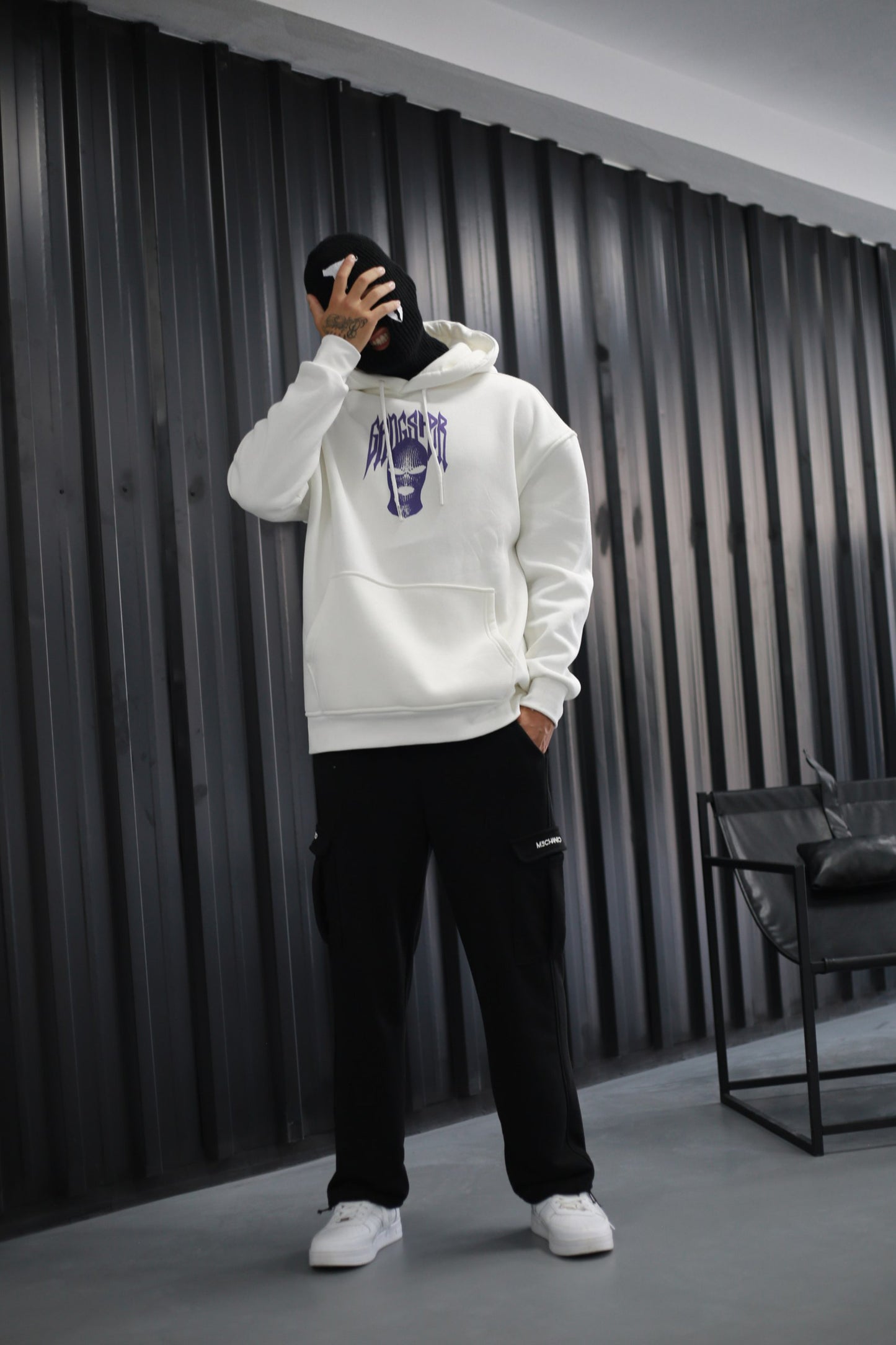 Oversized Hoodie Sweater mit Ganster Print Gray