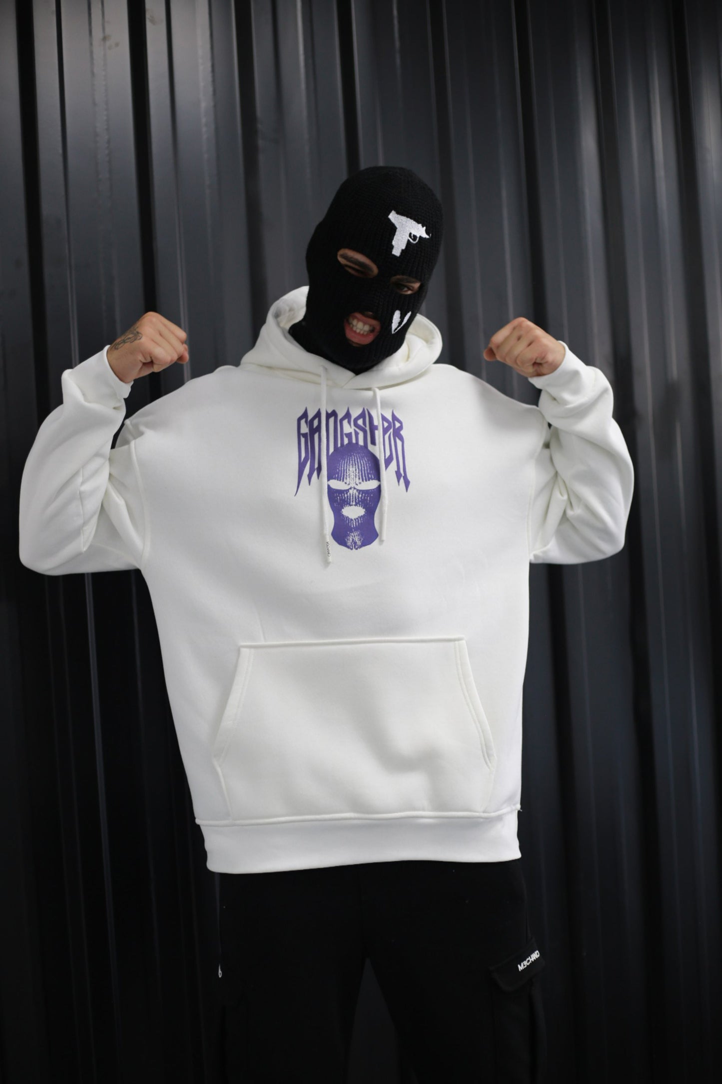 Oversized Hoodie Sweater mit Ganster Print Blue