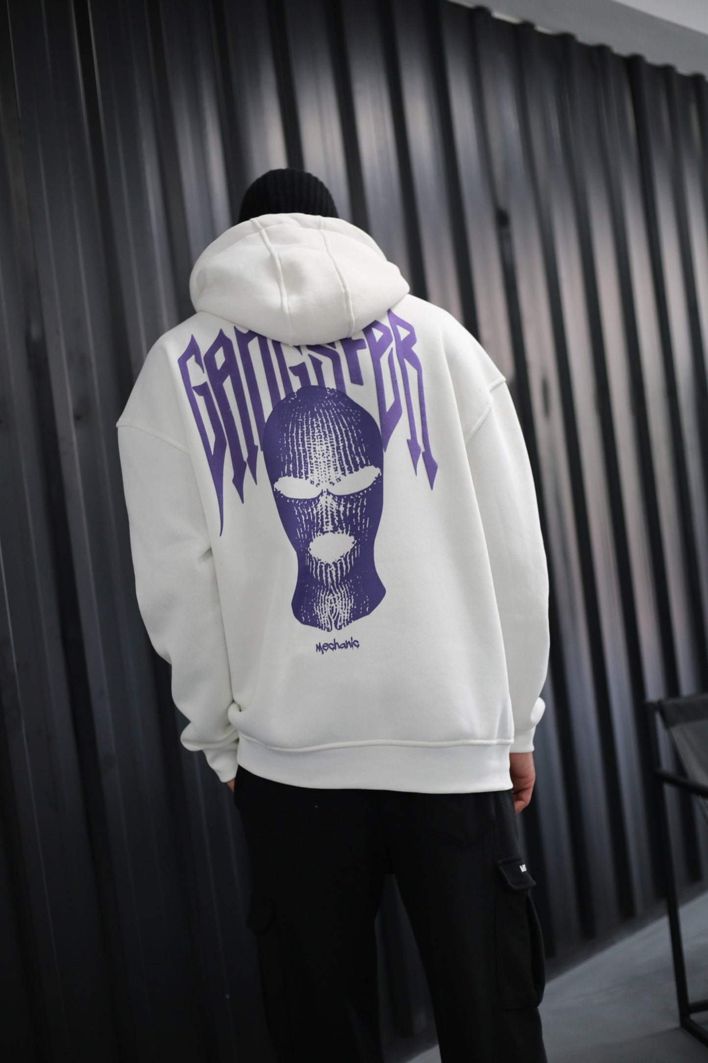Oversized Hoodie Sweater mit Ganster Print Gray