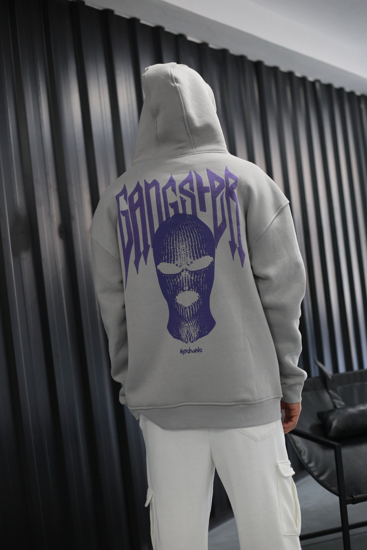 Oversized Hoodie Sweater mit Ganster Print Blue