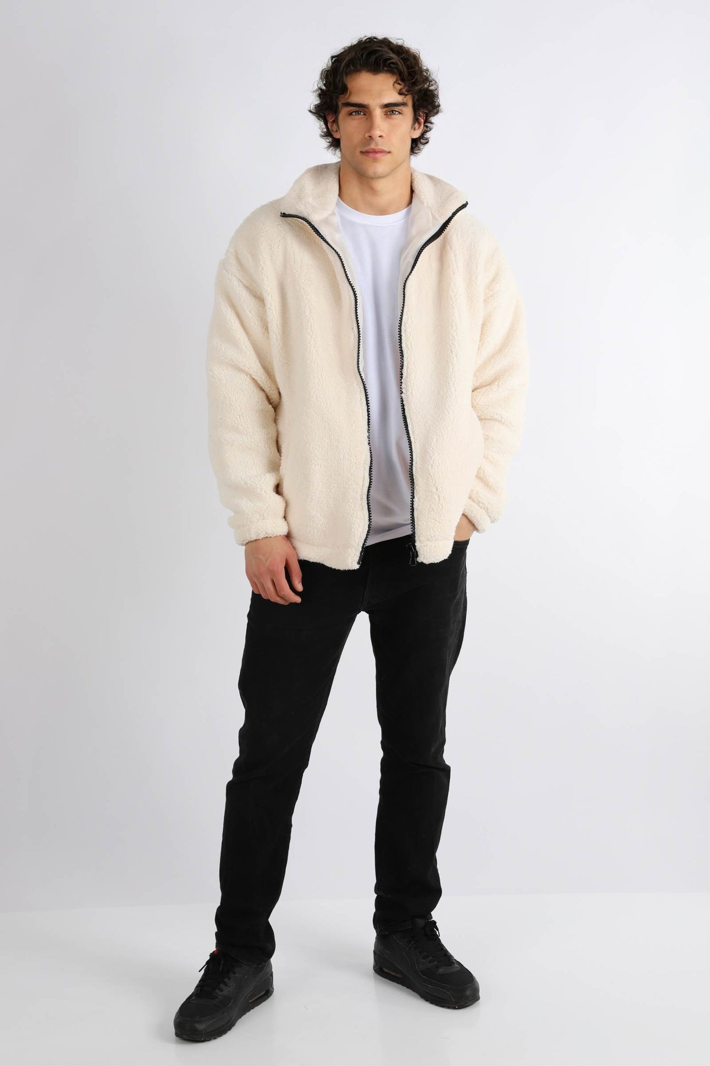 Herren Fleece Hoodie Teddyfell Jacke Plüschjacke Pulli Winter Herbst