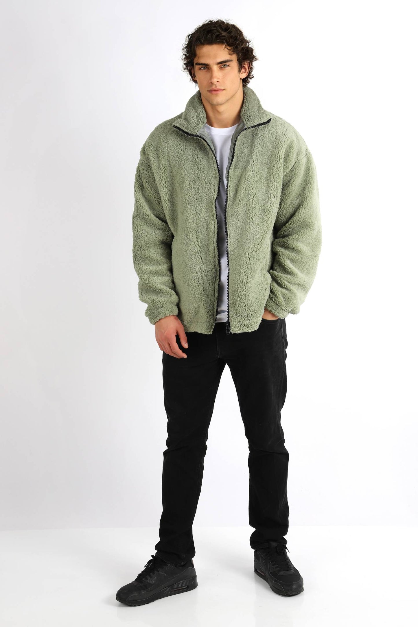 Herren Fleece Hoodie Teddyfell Jacke Plüschjacke Pulli Winter Herbst