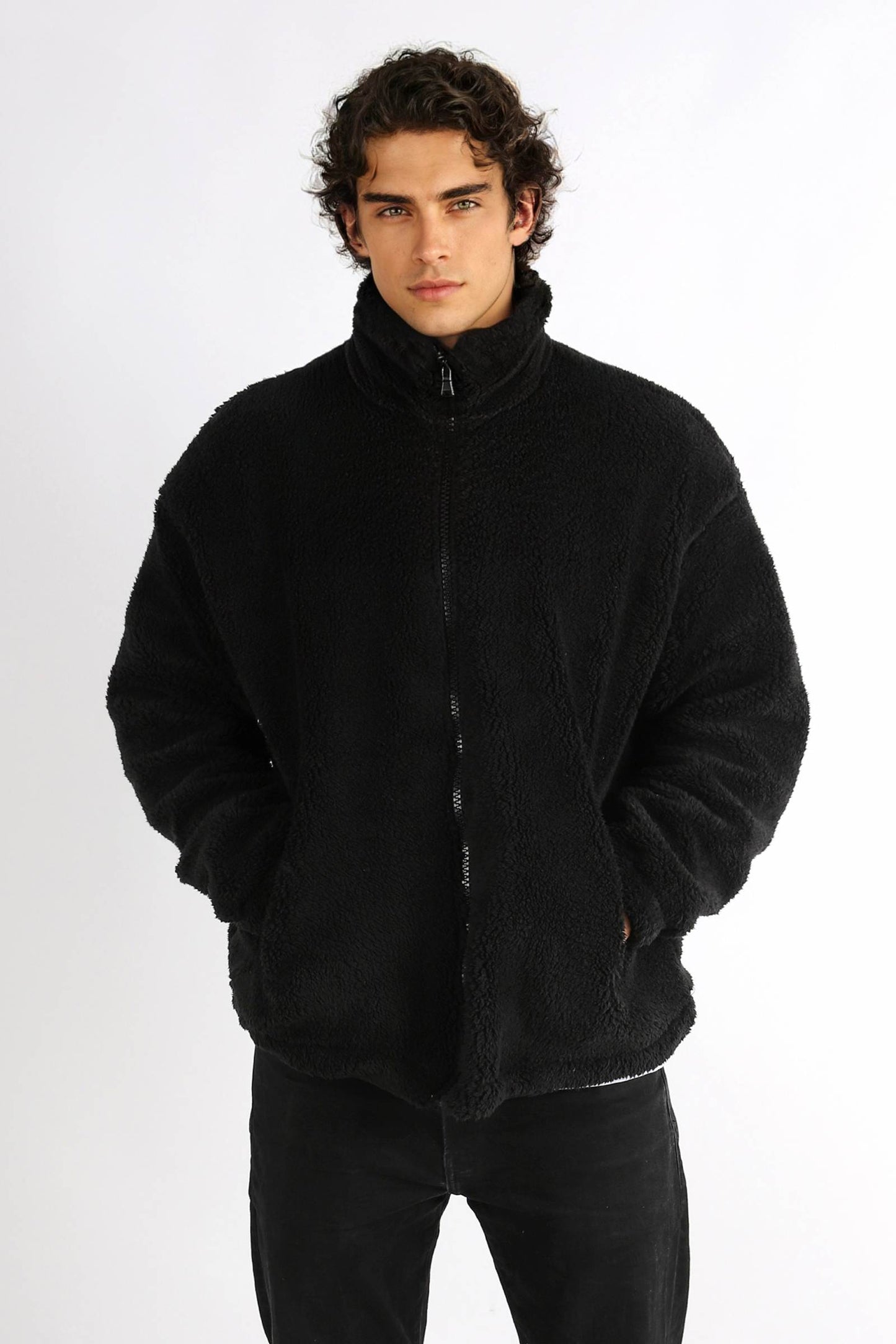 Herren Fleece Hoodie Teddyfell Jacke Plüschjacke Pulli Winter Herbst