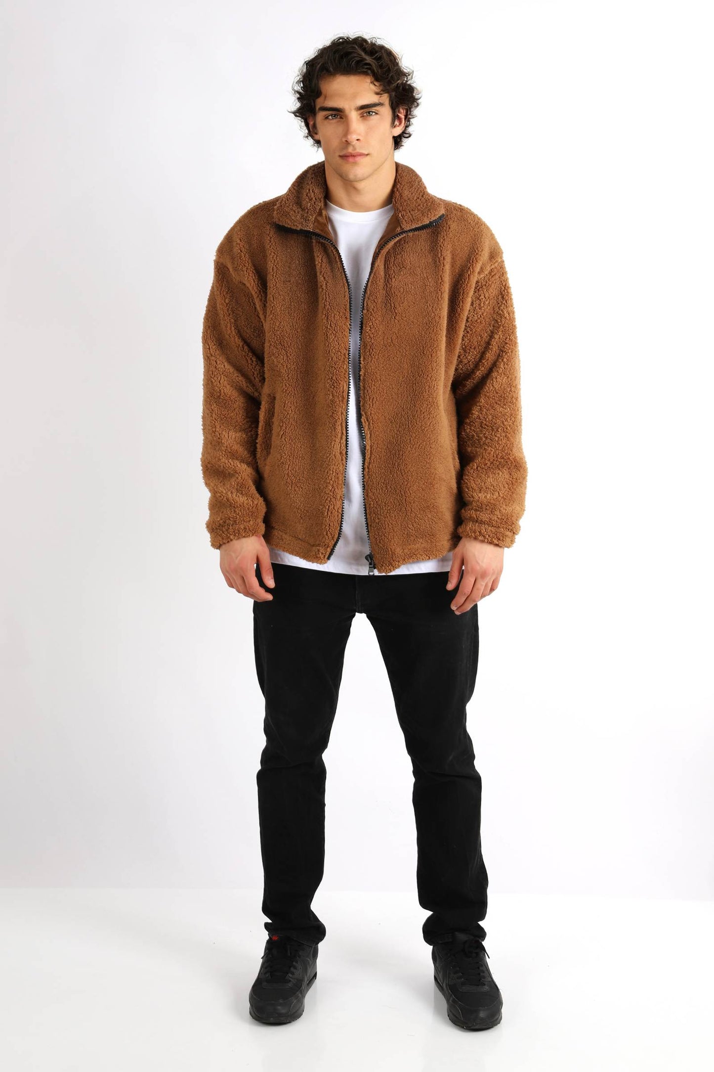 Herren Fleece Hoodie Teddyfell Jacke Plüschjacke Pulli Winter Herbst