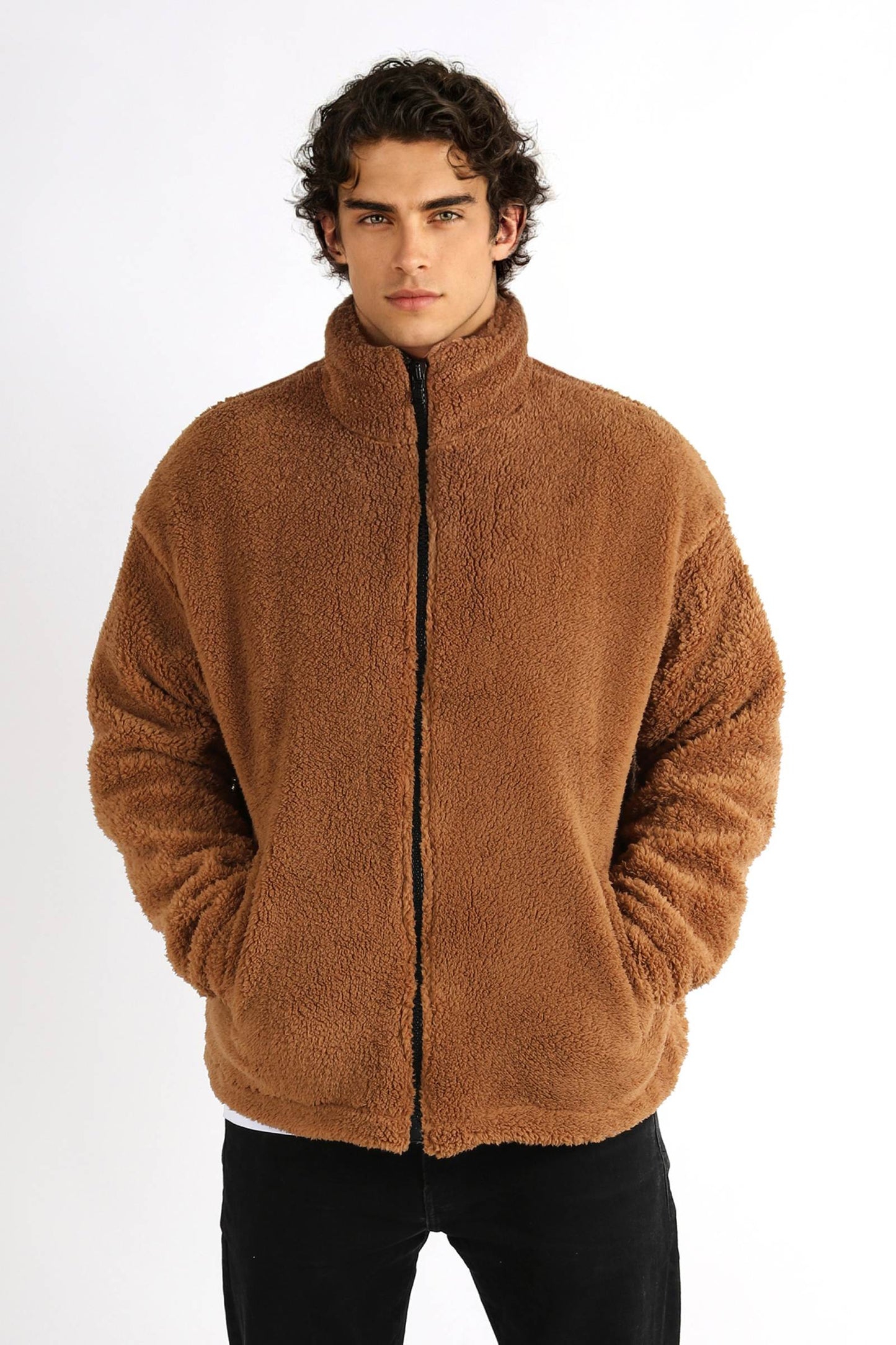 Herren Fleece Hoodie Teddyfell Jacke Plüschjacke Pulli Winter Herbst