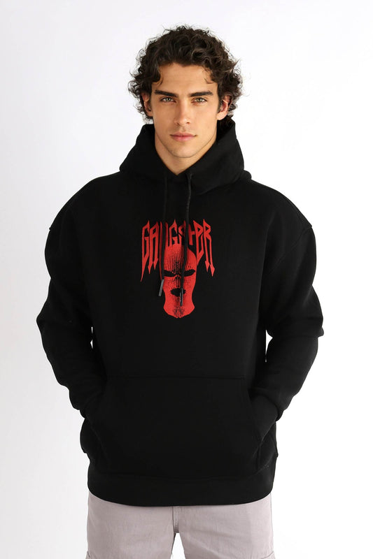 HOD-2001 Gangster Kapuzenpullover – Statement für Stil und Haltung Schwarz