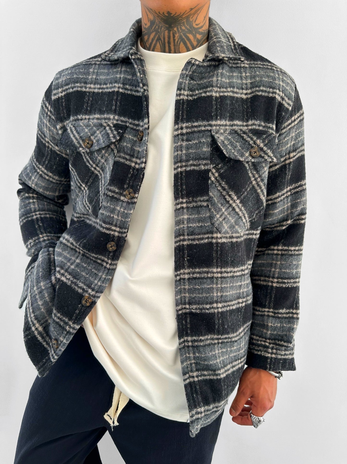 Flanell Jacke Holzfällerhemd Black