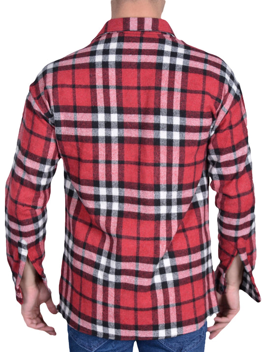 H-259 kariertes Herren Flanellhemd Rückansicht