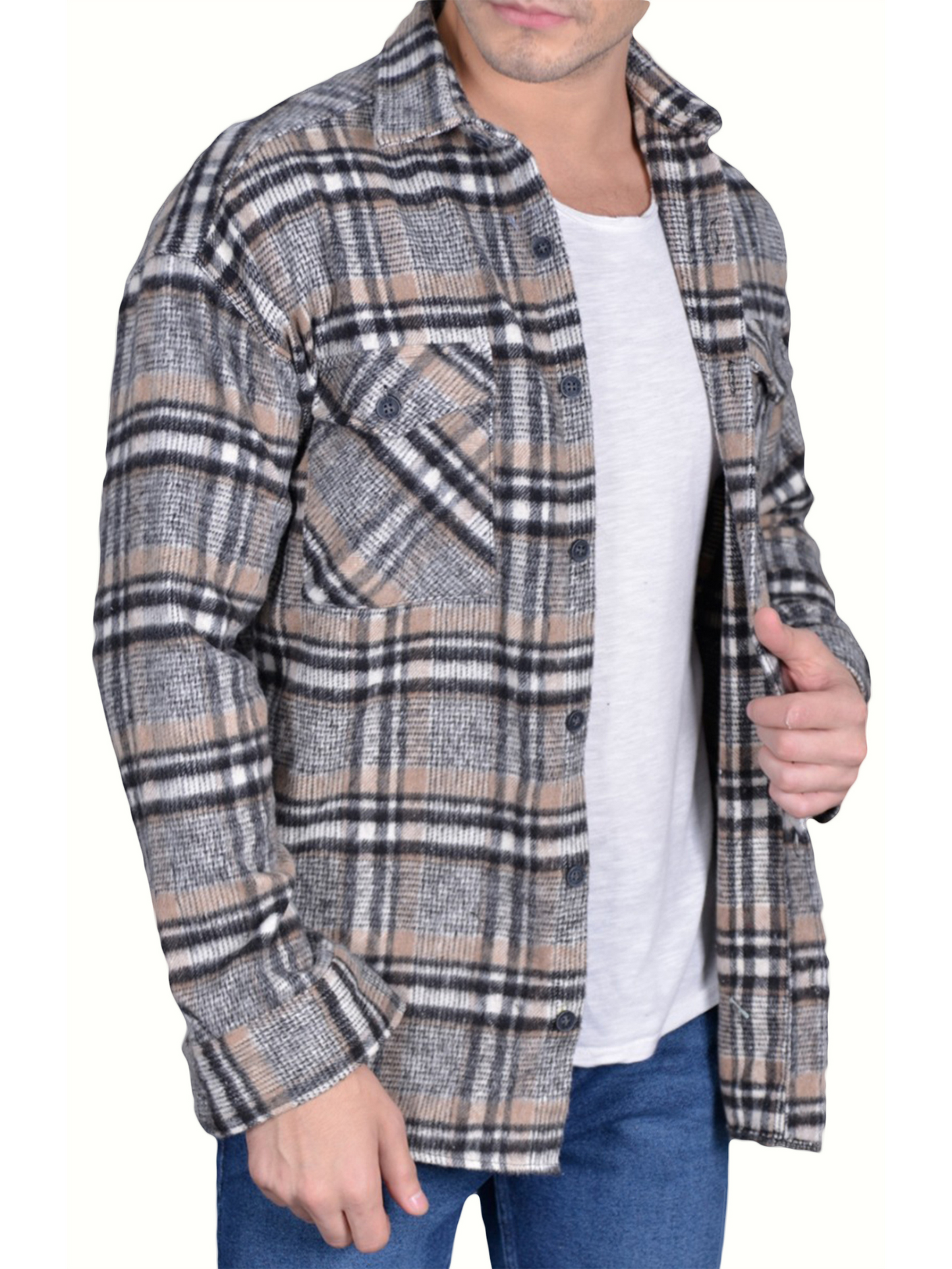 Herren Holzfällerhemd H-257 Seitenansicht kariert