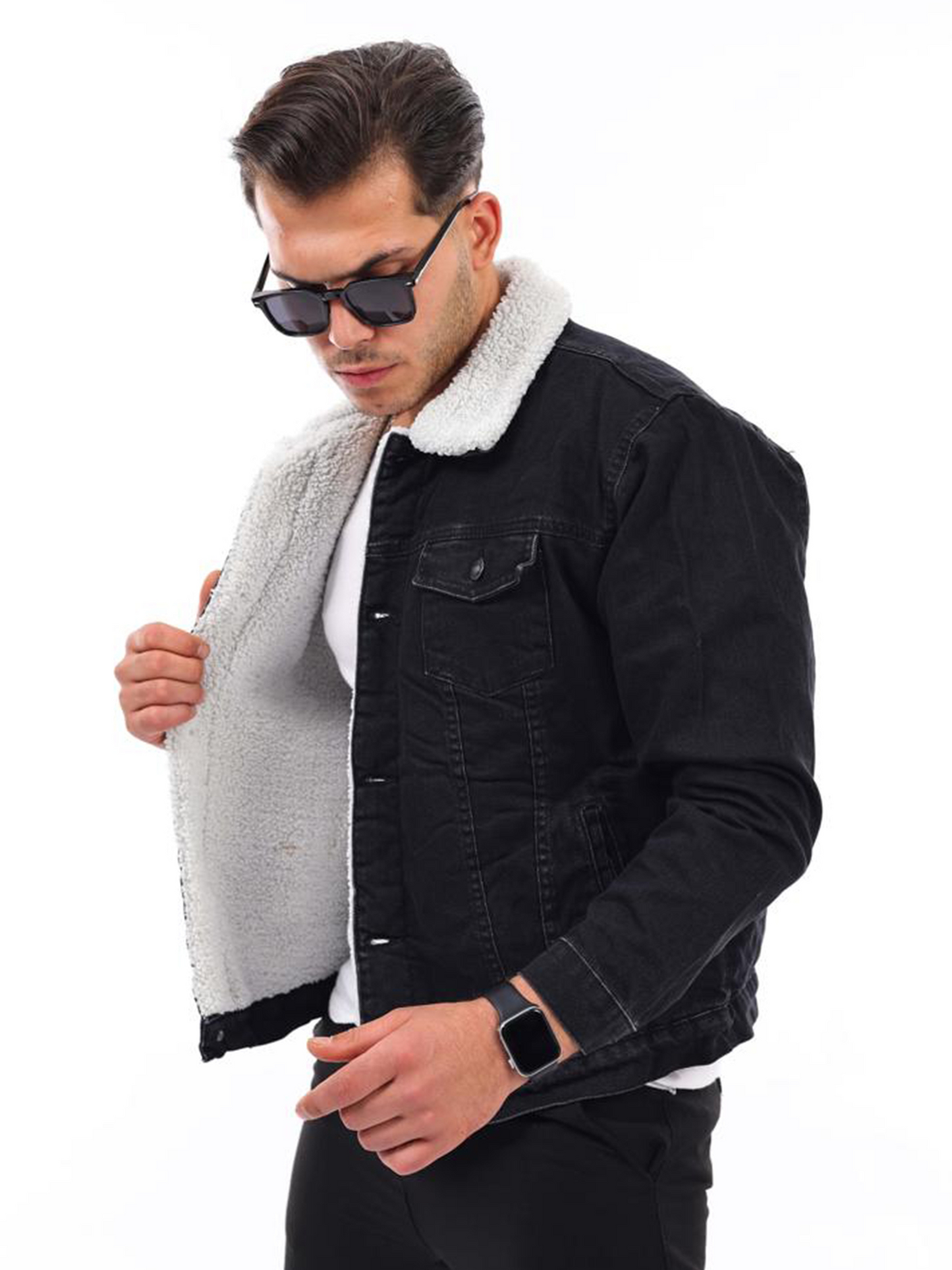 HJ-3000 Herren Jeansjacke mit Teddyfutter – Stil trifft Wärme
