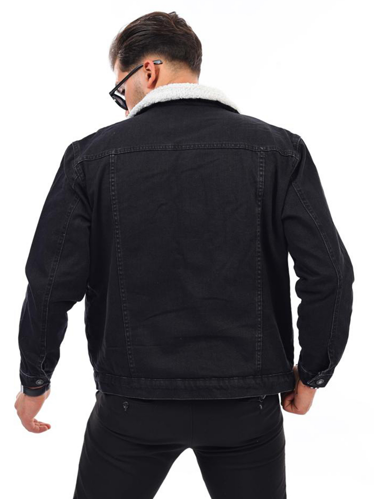 HJ-3000 Herren Jeansjacke mit Teddyfutter – Stil trifft Wärme
