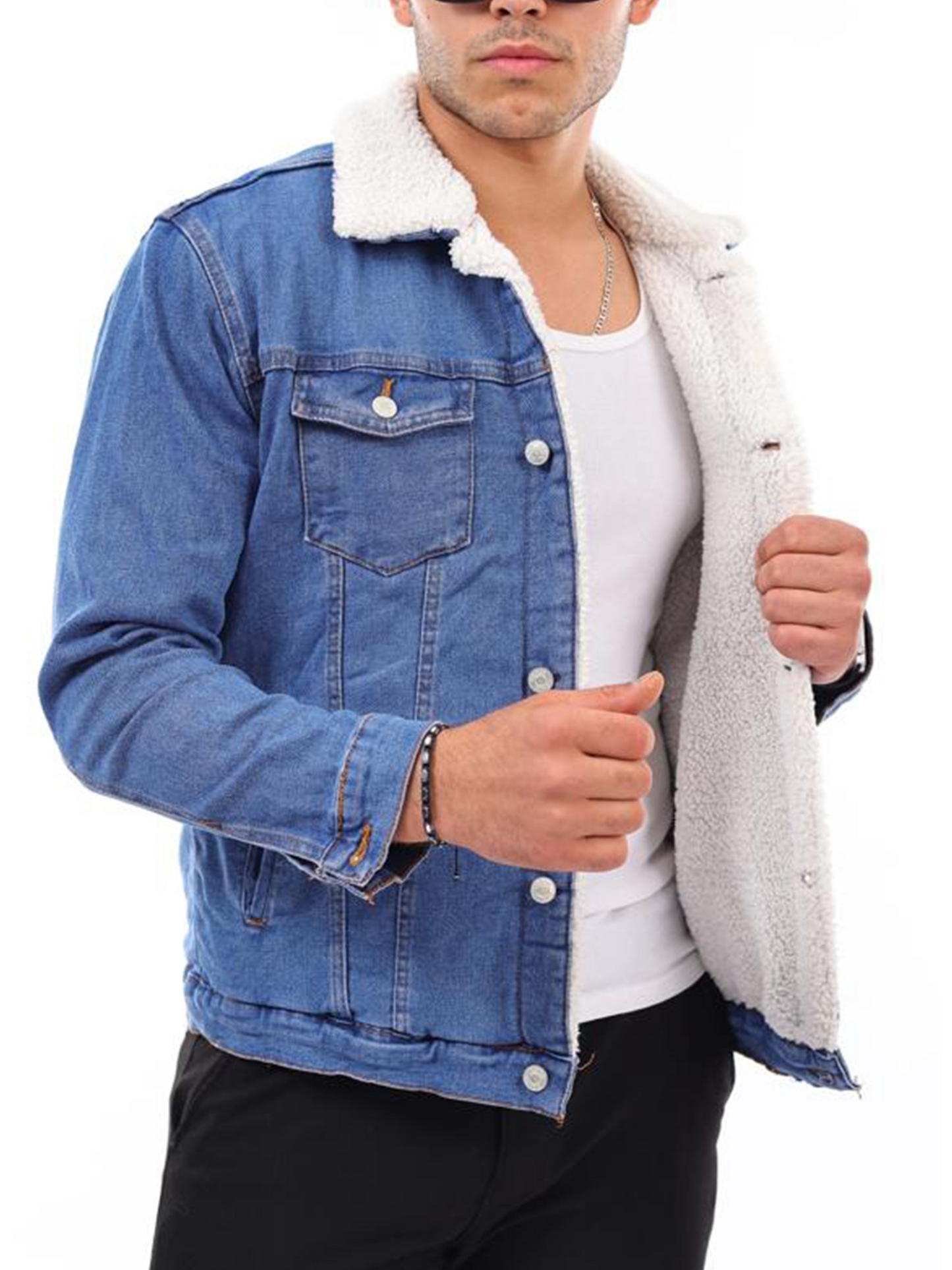HJ-3000 Herren Jeansjacke mit Teddyfutter – Stil trifft Wärme