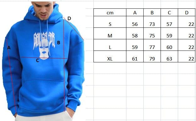 HOD-2001 Gangster Kapuzenpullover – Statement für Stil und Haltung Tabela
