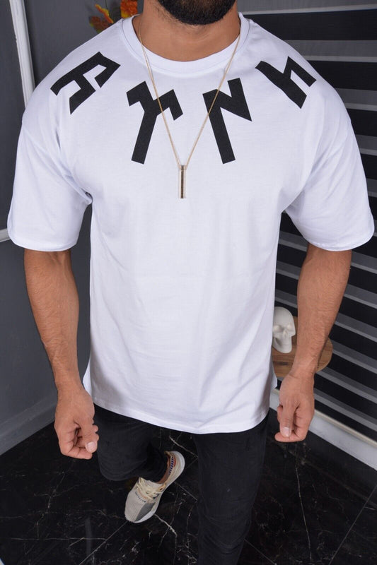TS-8900 Oversized Tee – Black & White Designer T-Shirt für Herren Weiss
