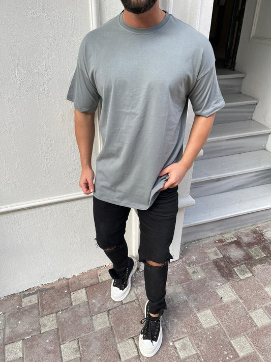 Basic Sommer T-Shirt Oversized in Grau