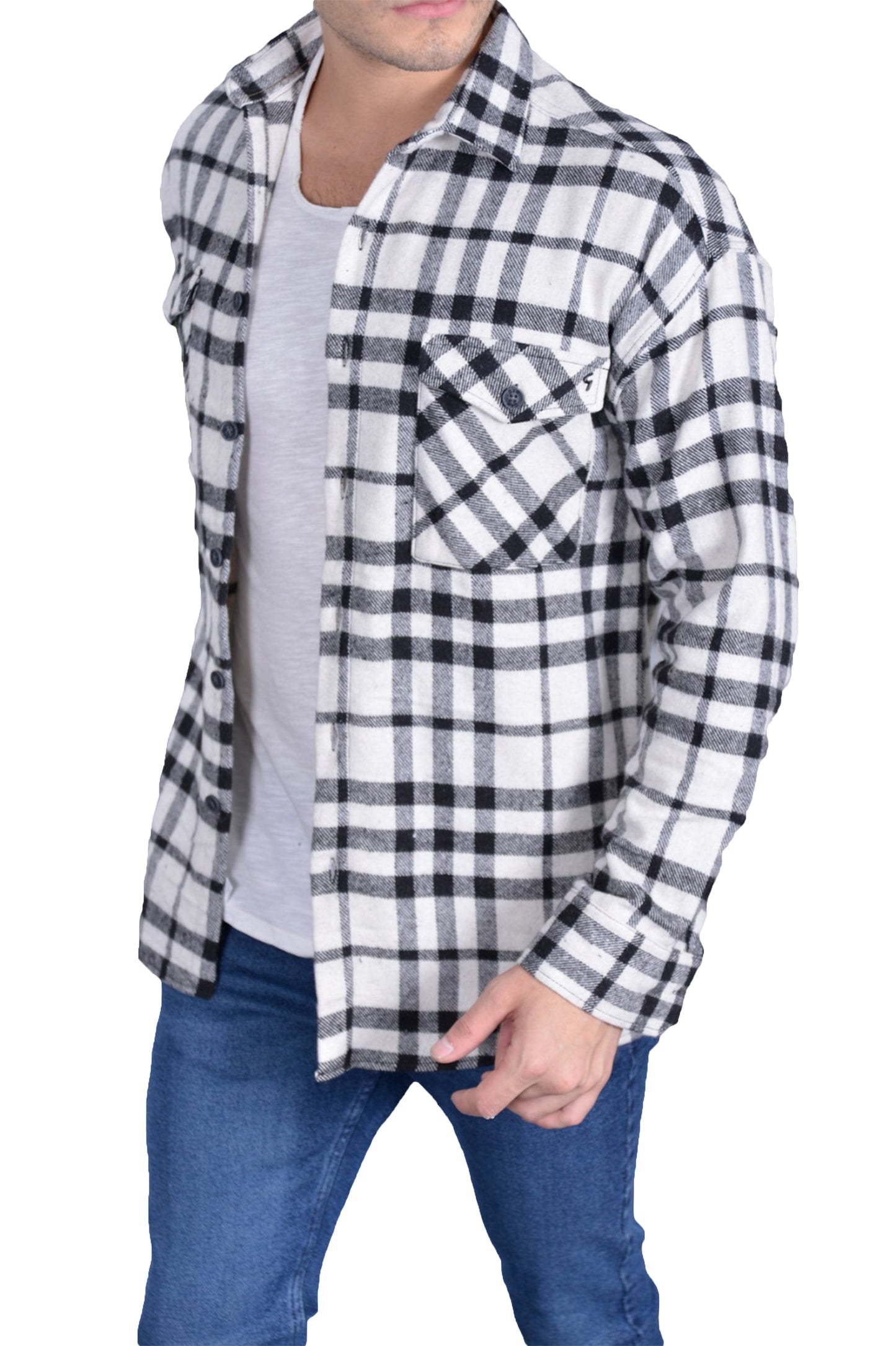 Kariertes Flanellhemd H-259 Herren Hemd Seitenansicht