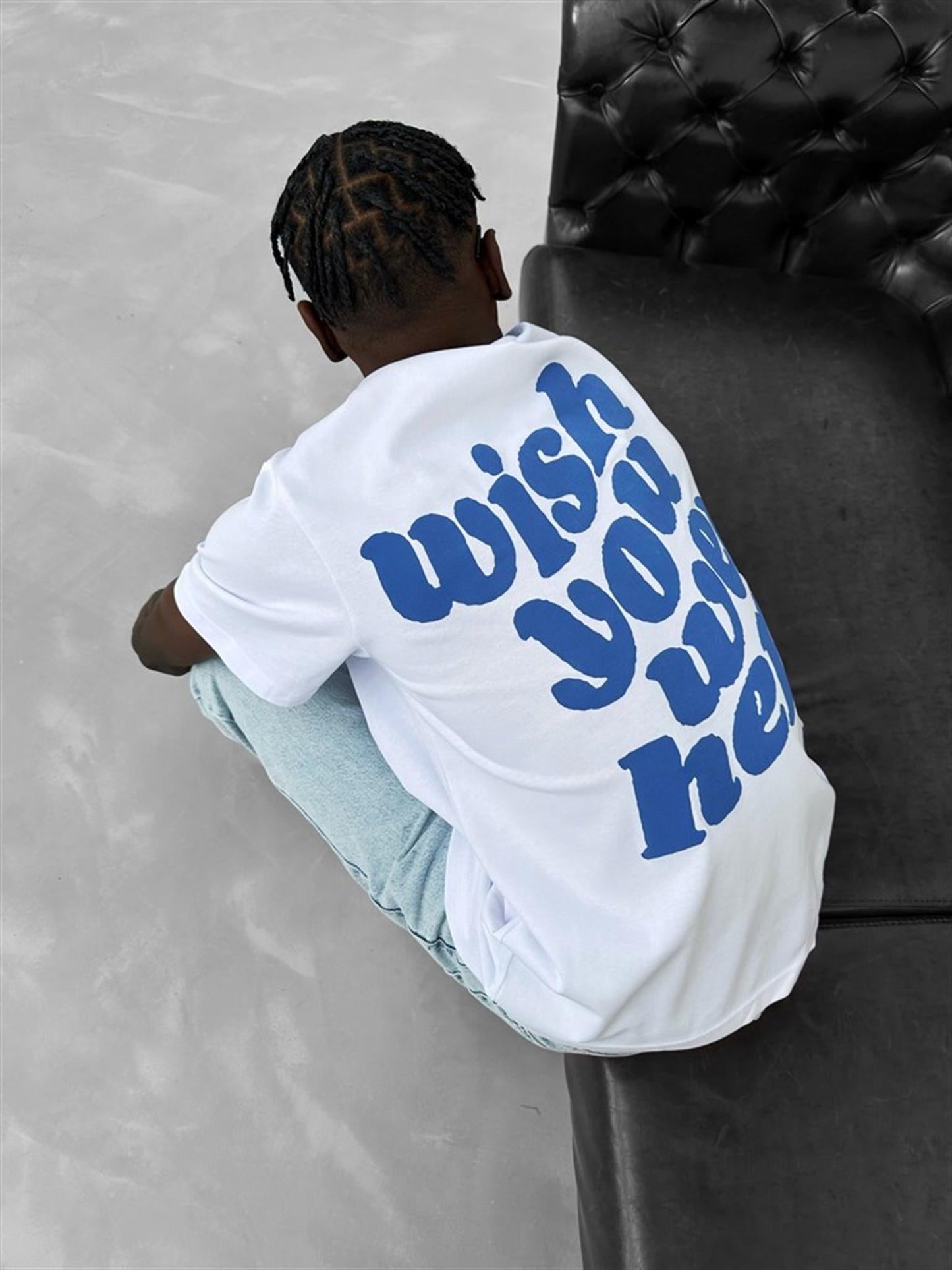 Oversized Shirt Long Tee Blue