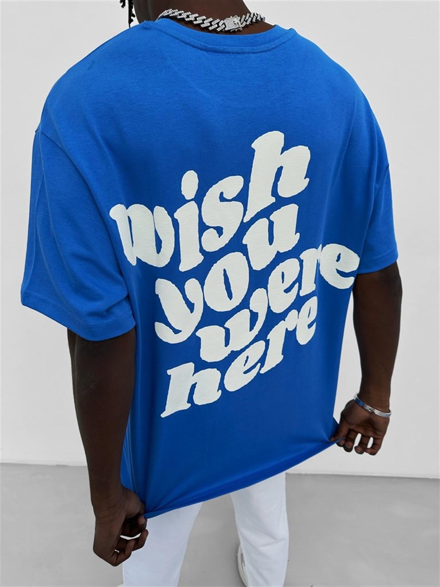 Oversized Shirt Long Tee Blue