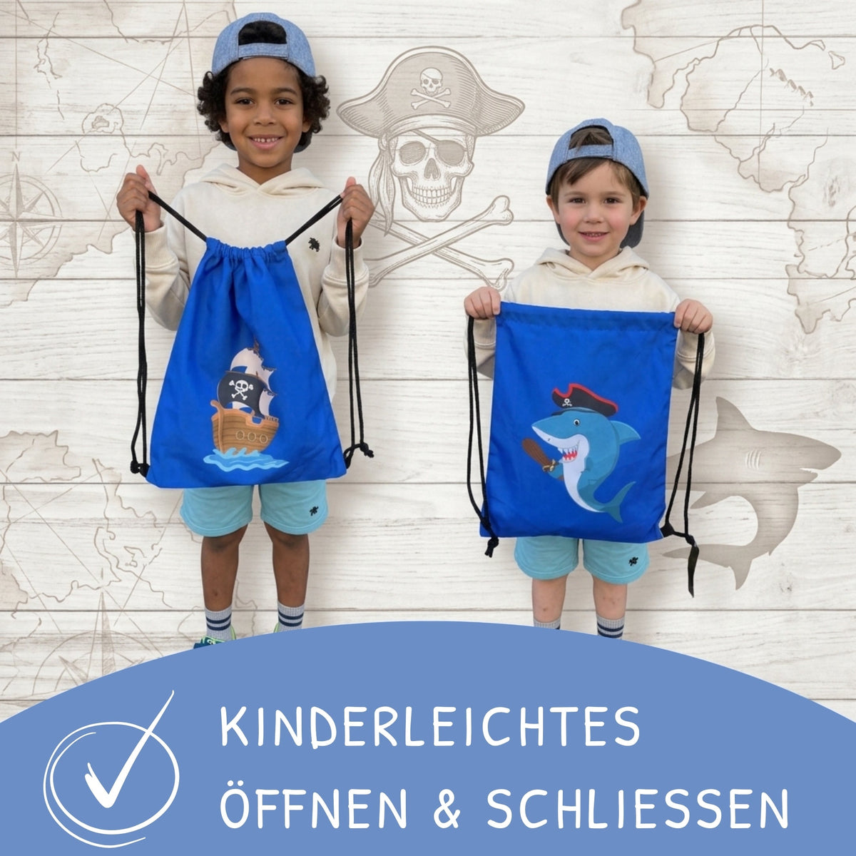 Kinder Turnbeutel Piraten Hai
