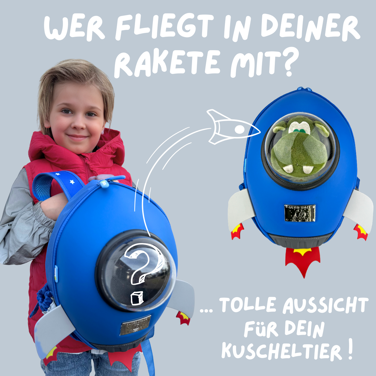 Rucksack mit Sichtfenster Rakete Astronaut