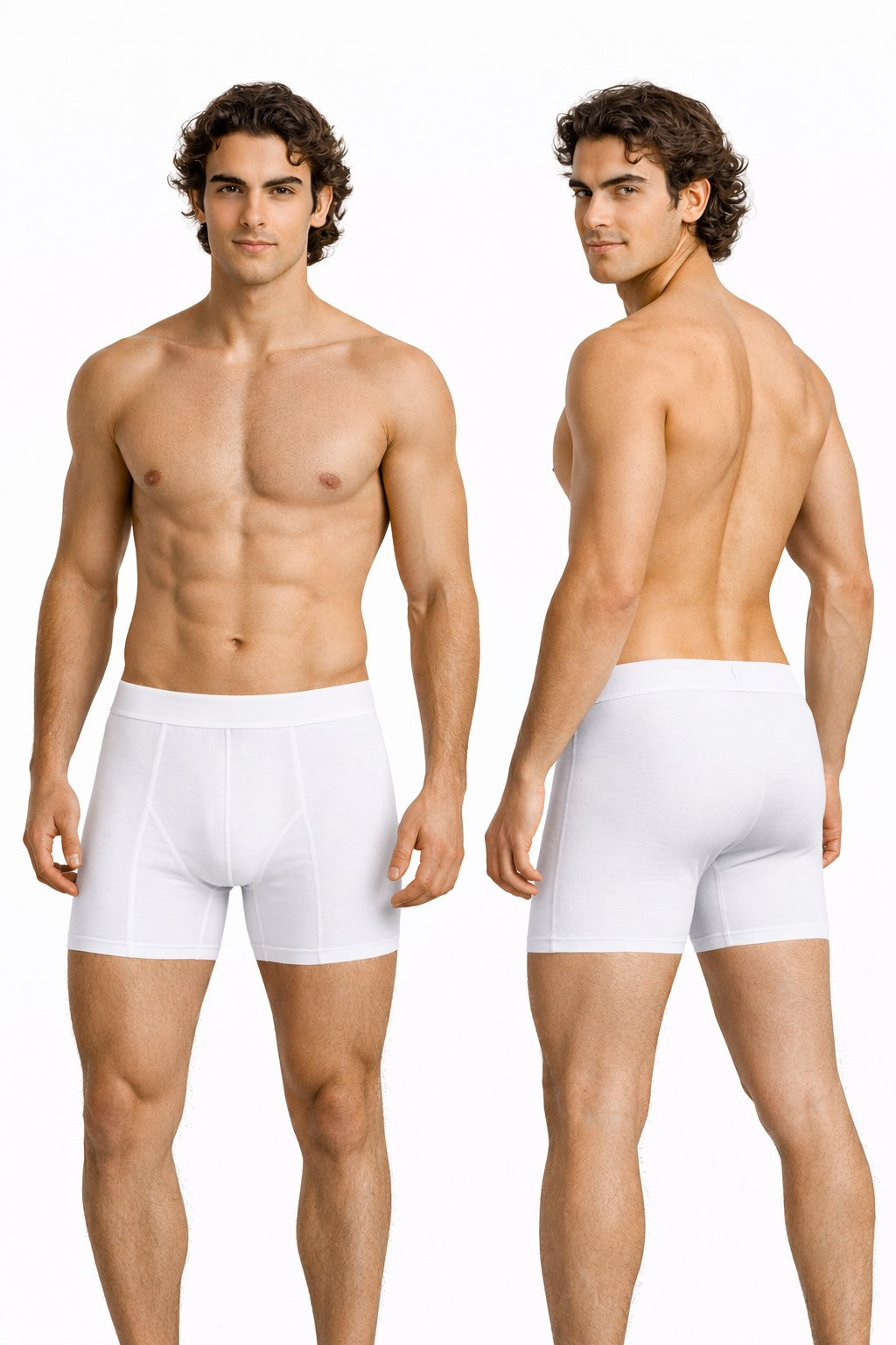 Donex BX-2350 Herren Boxershorts 3er Pack Weiß Vorder- und Rückansicht