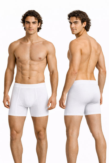 Donex BX-2350 Herren Boxershorts 3er Pack Weiß Vorder- und Rückansicht