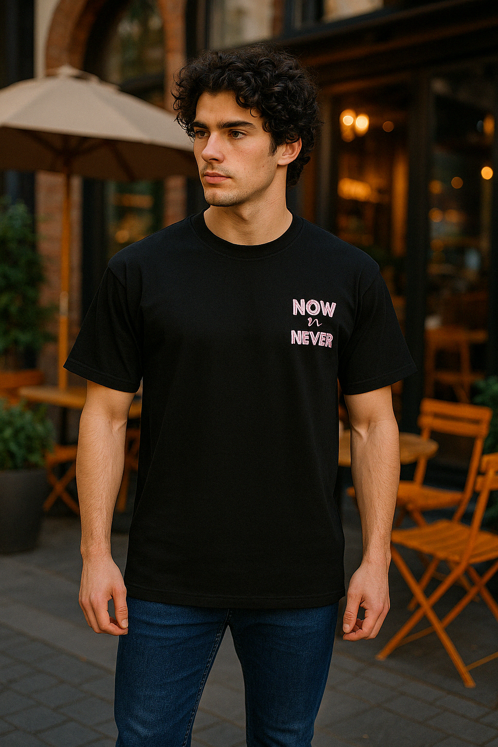 TS-5004 – Herren T-Shirt „NOW OR NEVER“ – Dein Moment. Dein Stil.