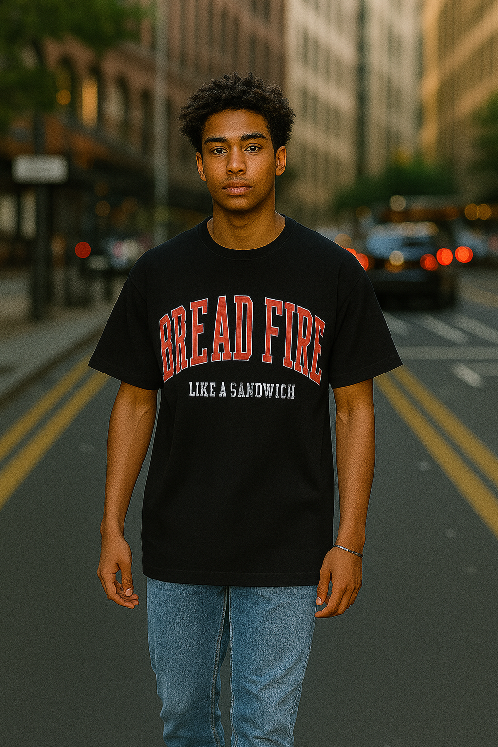 TS-5000 Oversize T-Shirt – BREAD FIRE | Like a Sandwich Streetwear Look