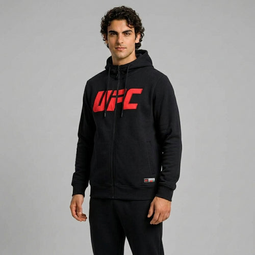 UFC Herren Kapuzen-Sweatjacke mit großem UFC-Logo und Reißverschluss