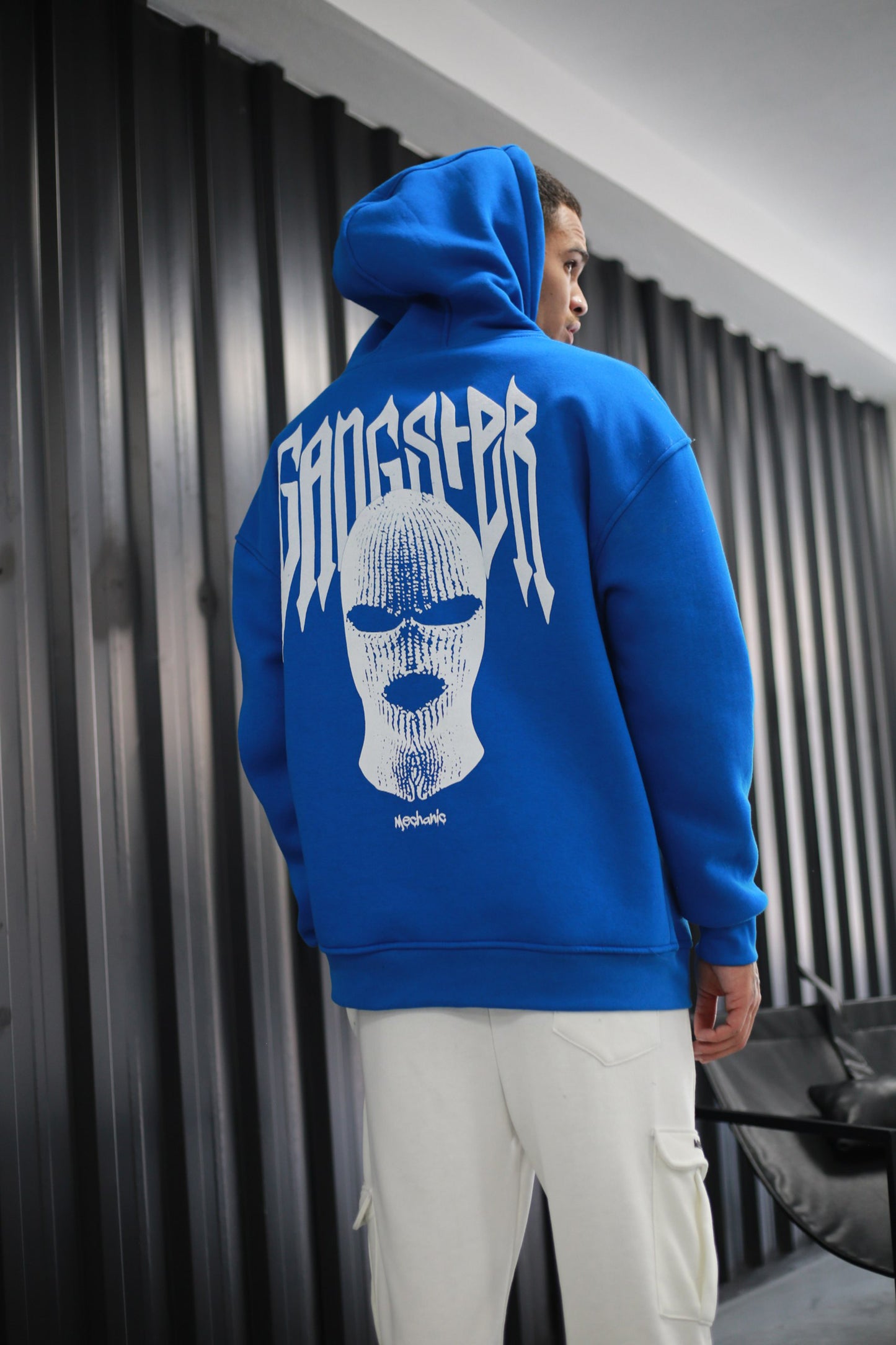 Oversized Hoodie Sweater mit Ganster Print Blue